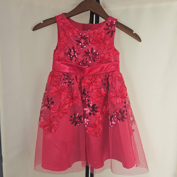 Rare Editions Other - Rare Edition Fuschia Magenta Pink Girls Christmas Valentine's Dress  Ribbon 4T